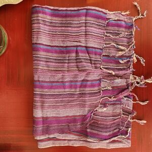 Purple and Pink Striped Cotton Scarf Light Weight